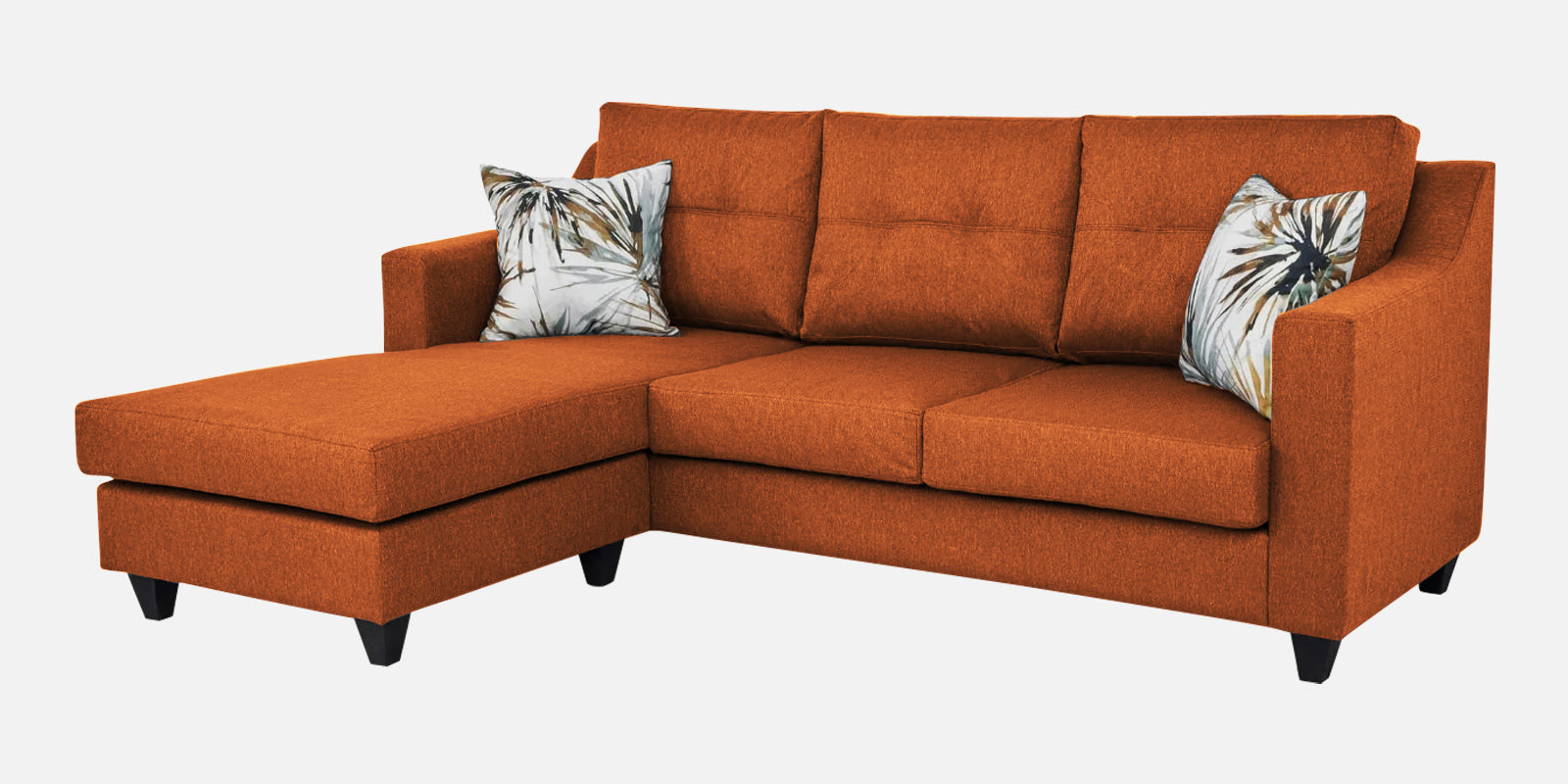 Welly Fabric RHS Sectional Sofa (2+Lounger) In Vivid Orange Colour - Febonic Living