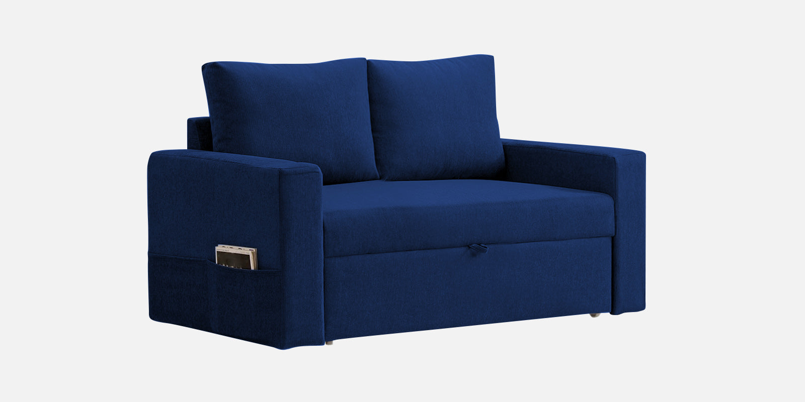 Kara Fabric 2 Seater Pull Out Sofa Cum Bed In Royal Blue Colour - Febonic Living