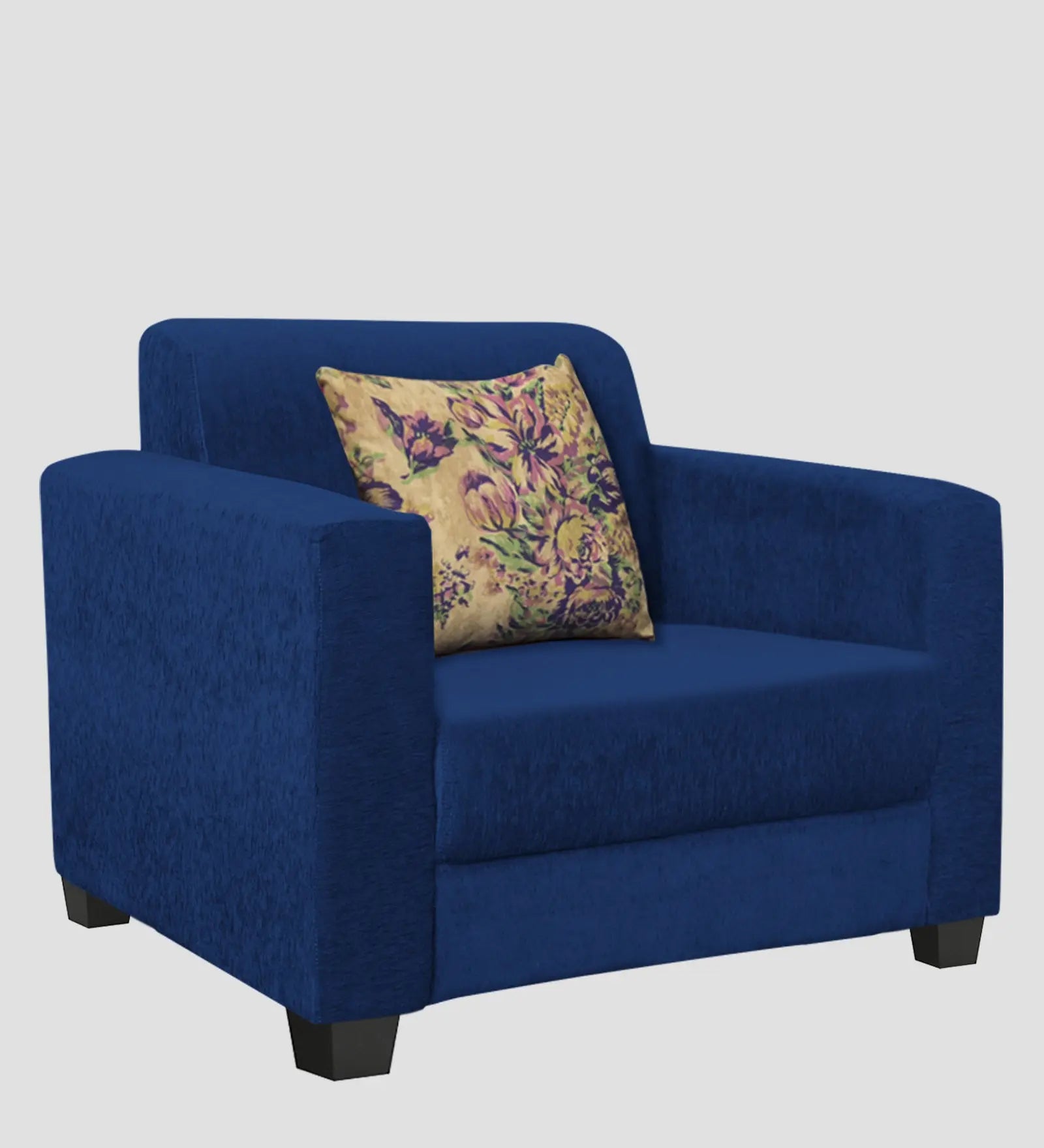 Lipu Fabric 1 Seater Sofa In Royal Blue Colour Febonic Living