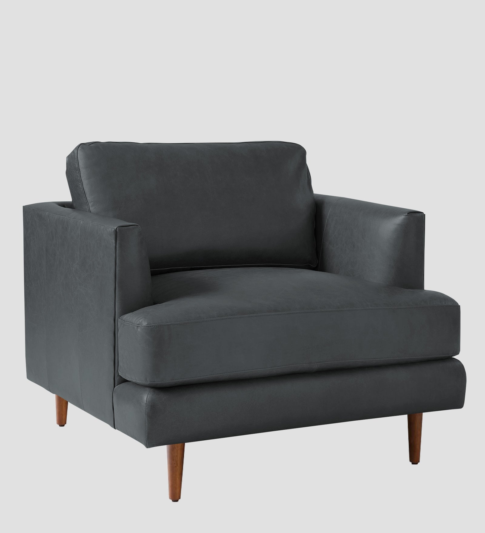 Sterio Leatherette 1 Seater Sofa In Pepper Grey Colour - Febonic Living