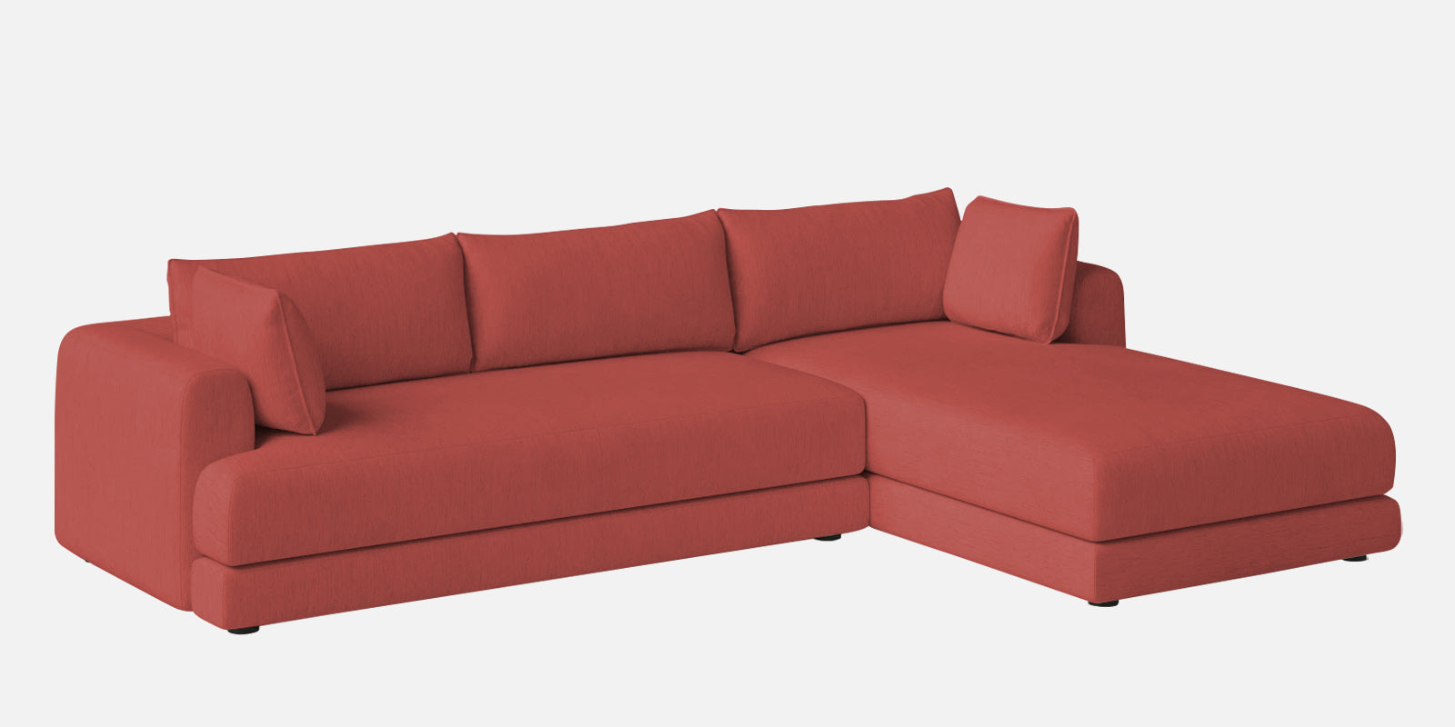 Ziggy Fabric RHS Sectional Sofa (3+Lounger) In Salmon Pink Colour - Febonic Living