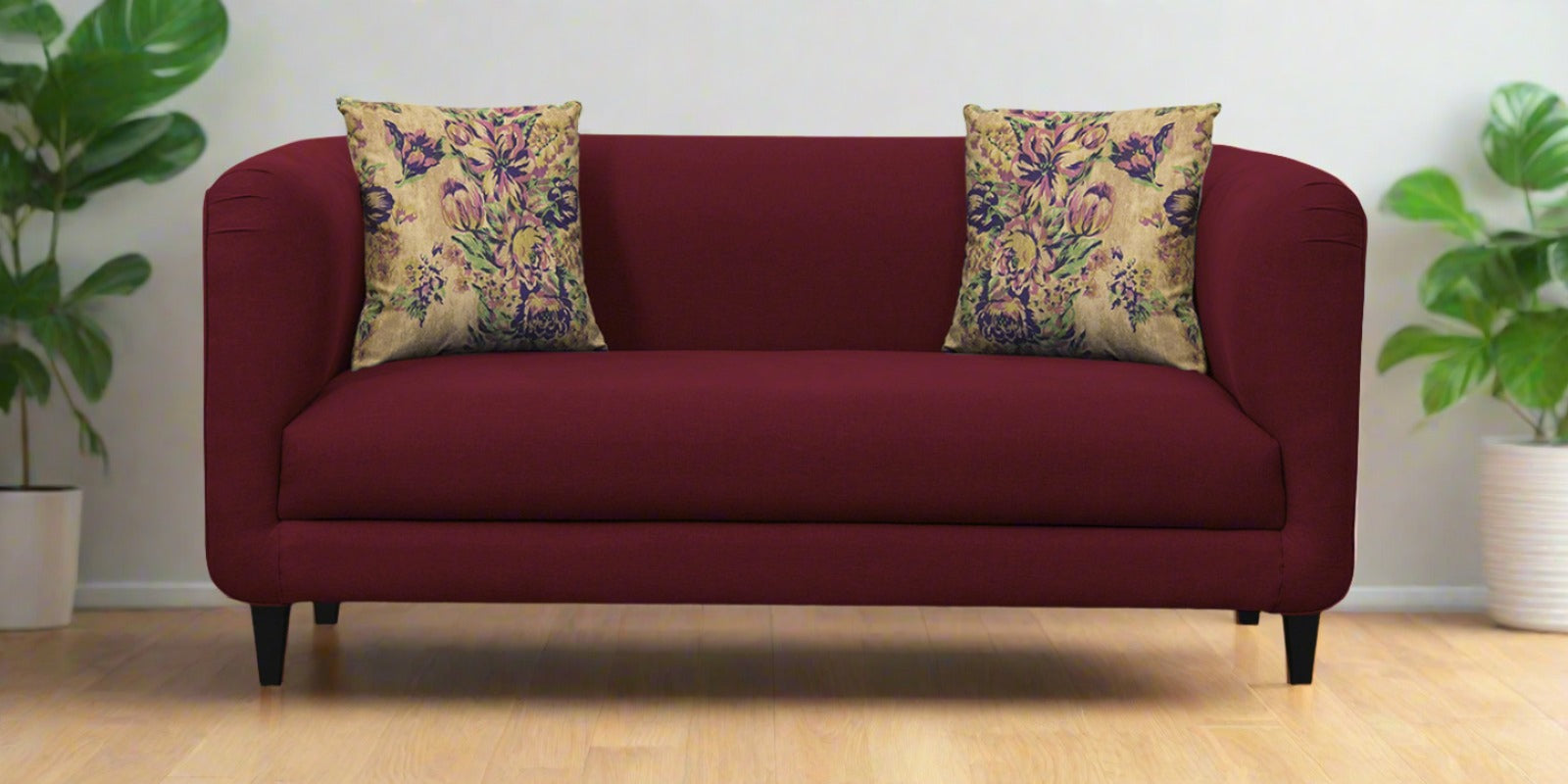 Niki Fabric 2 Seater Sofa In Blood Maroon Colour - Febonic Living