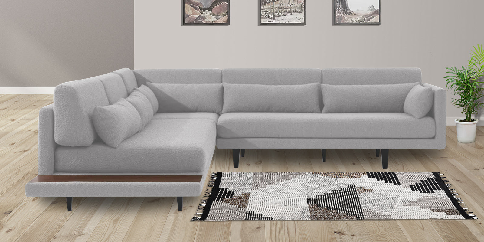 Malta Fabric 6 Seater RHS Corner Sofa In Lit Grey Colour - Febonic Living