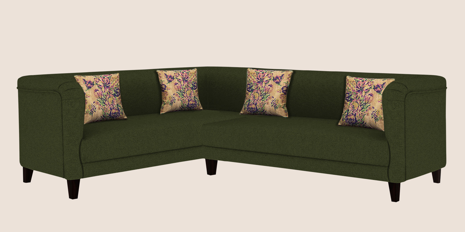 Niki Fabric Corner Sofa In Olive Green Colour - Febonic Living