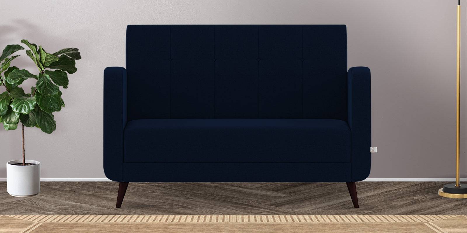 Wiki Velvet 2 Seater Sofa In Dark Blue Colour - Febonic Living