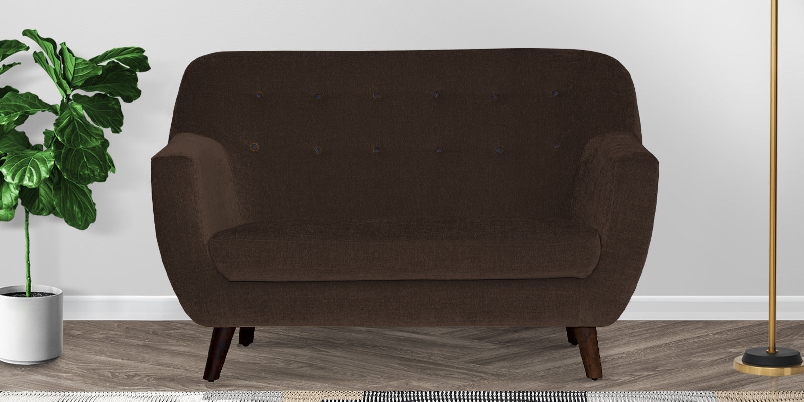 German Fabric 2 Seater Sofa In Cidar Brown Colour - Febonic Living