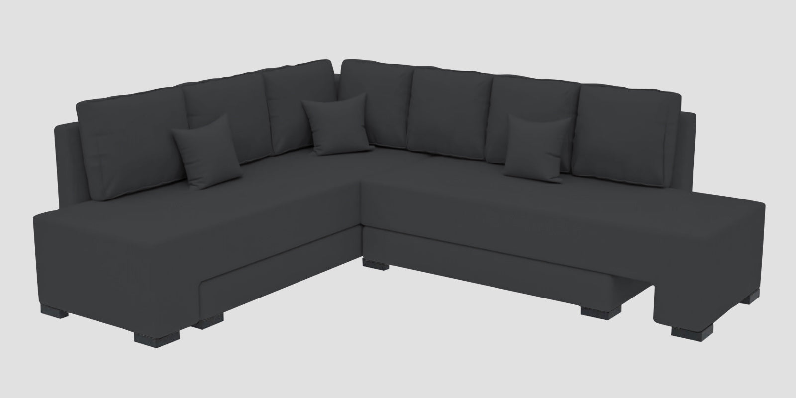 Corby Velvet LHS 6 Seater Convertible Sofa Cum Bed In Davy Grey Colour - Febonic Living