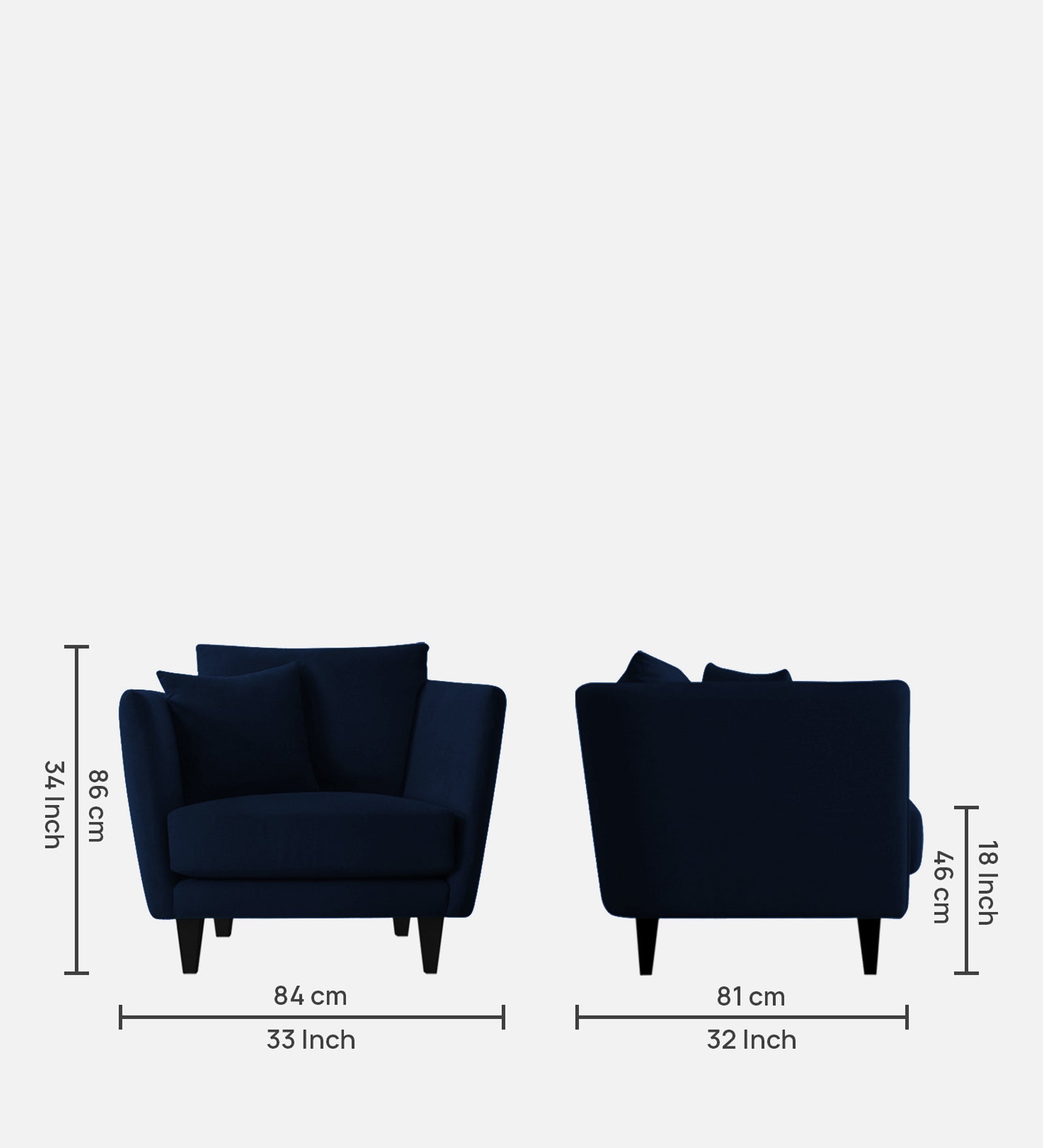 Norway Velvet 1 Seater Sofa In Dark Blue Colour - Febonic Living
