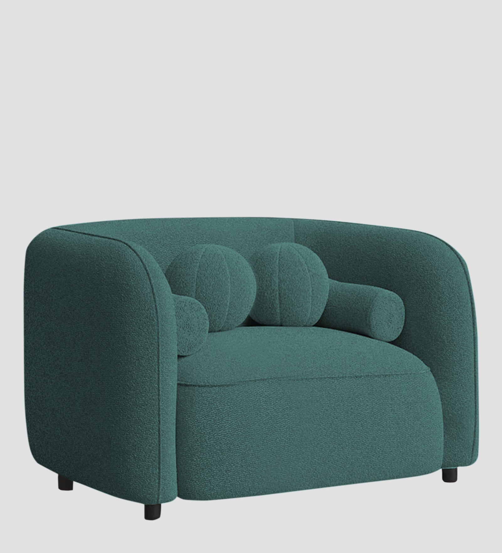 Corny Boucle Fabric 1 Seater Sofa In Bark Green Colour - Febonic Living