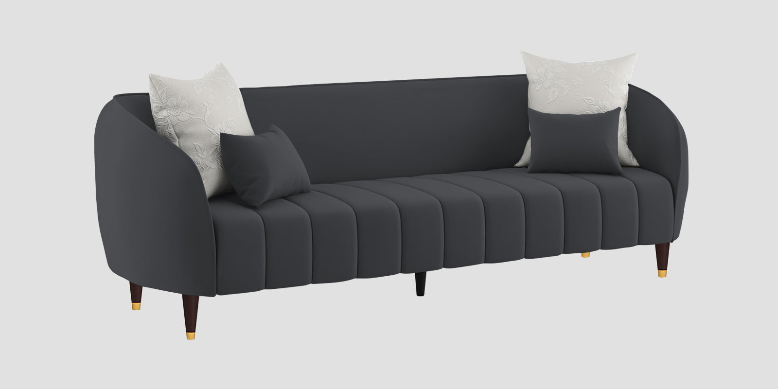 Hairo Velvet 3 Seater Sofa In Davy Grey Colour