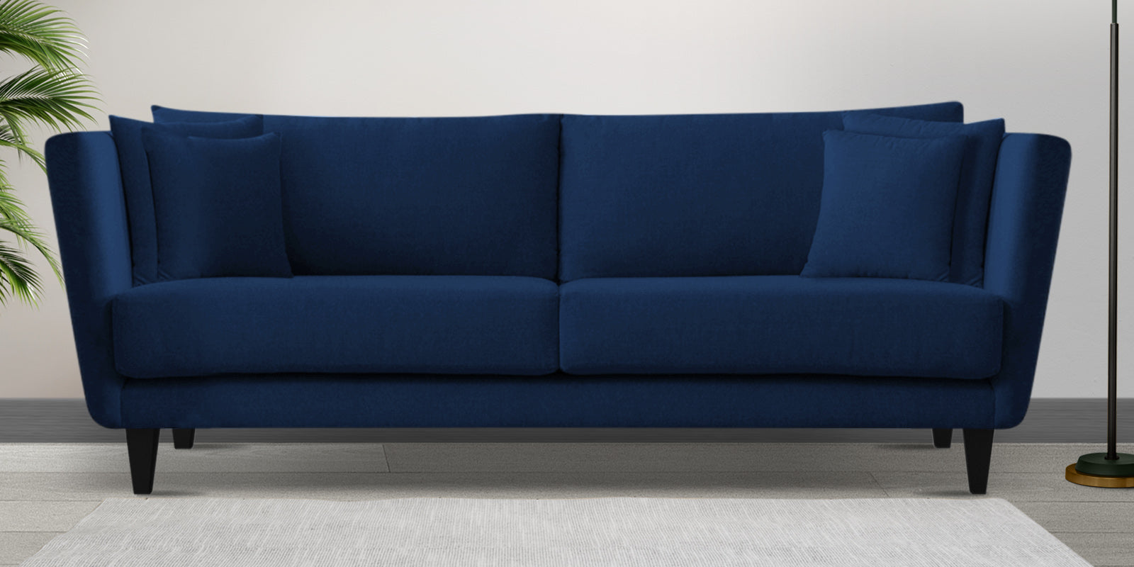 Norway Velvet 3 Seater Sofa In Imperial Blue Colour - Febonic Living