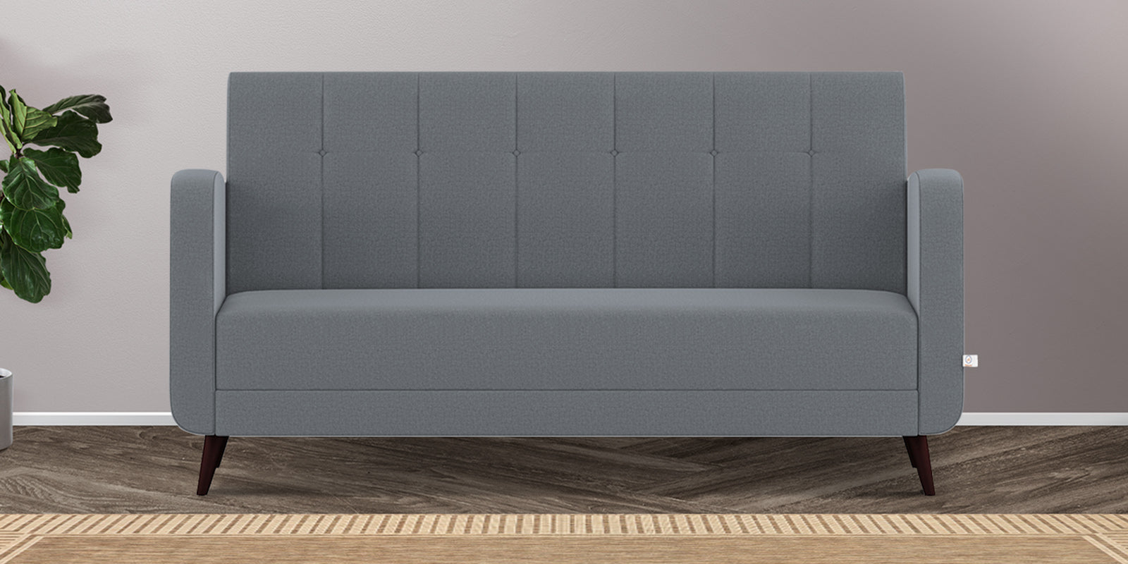 Wiki Velvet 3 Seater Sofa In Pubble Grey Colour - Febonic Living