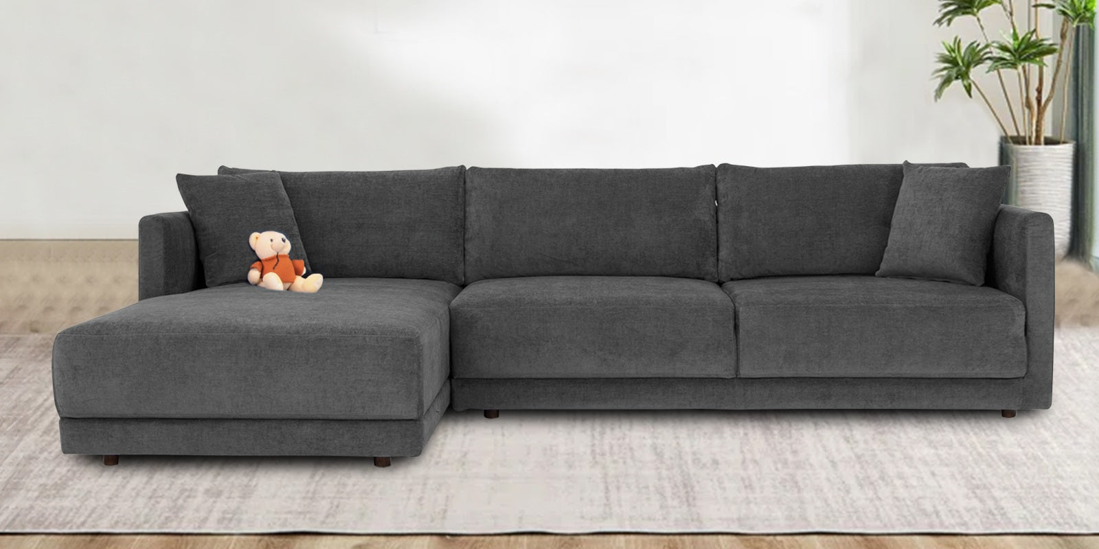 Northern Fabric RHS Sectional Sofa (3+Lounger) In Charcoal grey Colour - Febonic Living