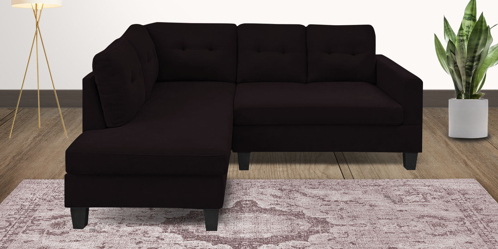 Thomas Fabric RHS Sectional Sofa (2+Lounger) In Cara Brown Colour - Febonic Living