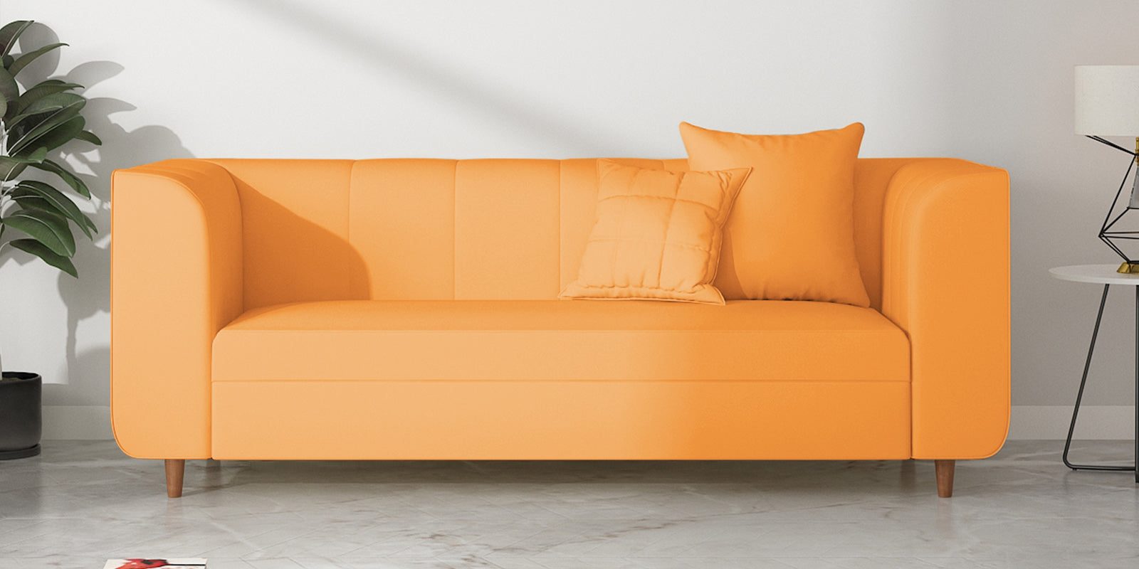 Sumo Velvet 3 Seater Sofa In Tangerine orange Colour - Febonic Living
