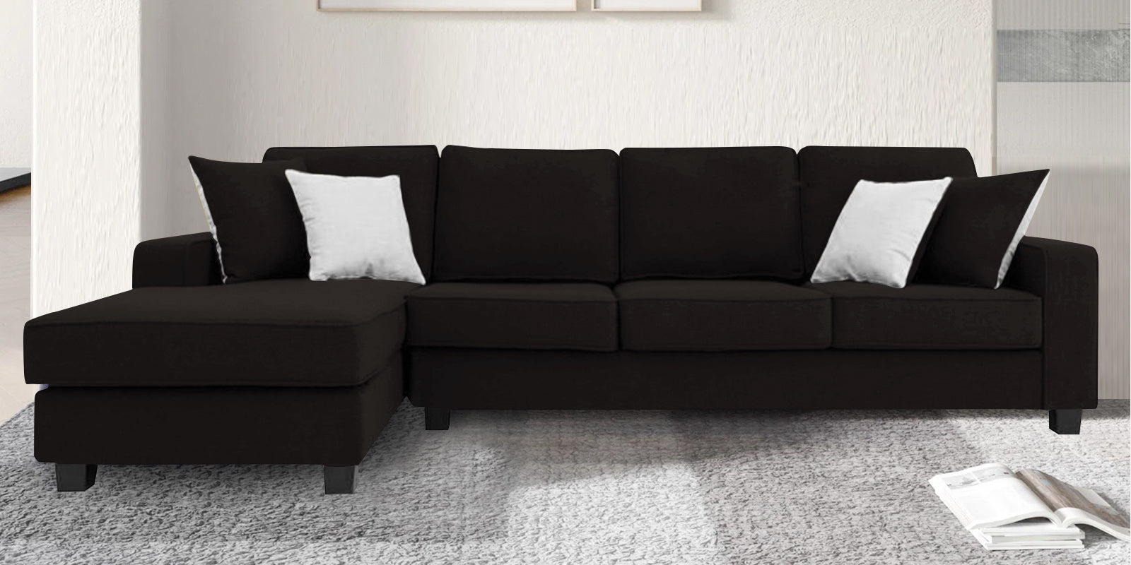 Ladybug Fabric RHS Sectional Sofa (3+Lounger) In Cara Brown Colour - Febonic Living