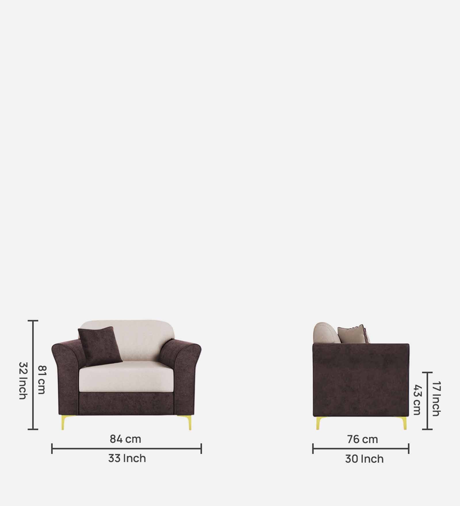 Jordan Velvet 1 Seater Sofa In Mocha Brown And Camel Beige Colour - Febonic Living