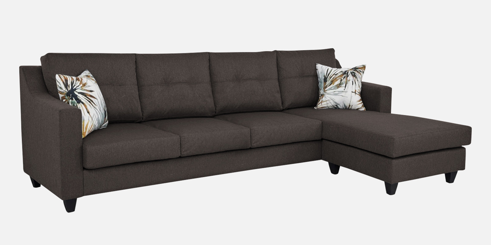 Welly Fabric LHS Sectional Sofa (3+Lounger) In Caspa Brown Colour - Febonic Living