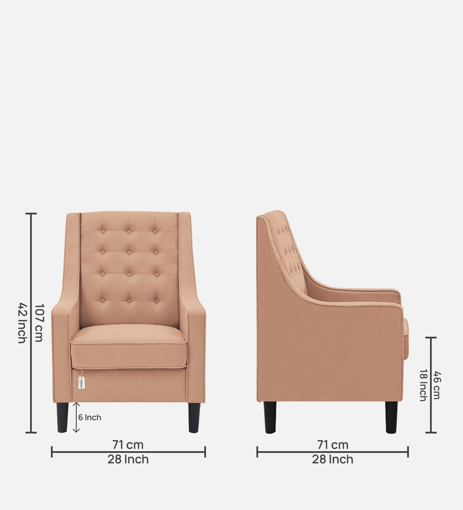 Sona Fabric Barrel Chair With Ottoman In Cosmic Beige Colour - Febonic Living