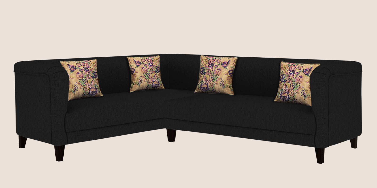 Niki Fabric Corner Sofa In Zed Black Colour - Febonic Living