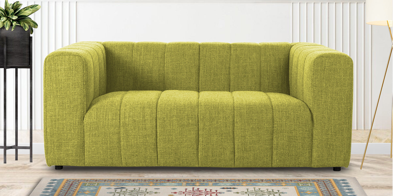 Lara Fabric 2 Seater Sofa In Parrot Green Colour - Febonic Living