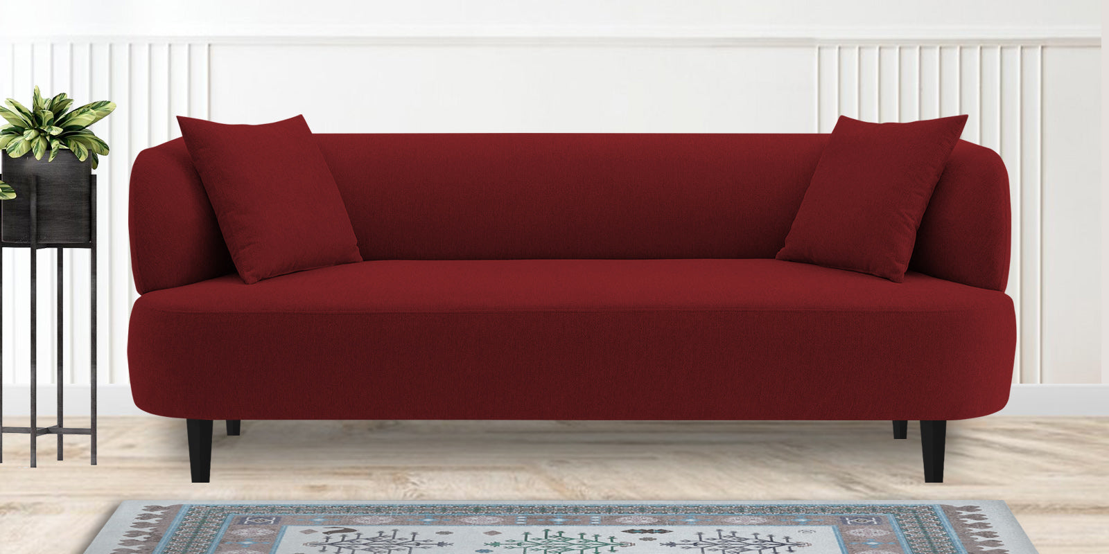 Carson Fabric 3 Seater Sofa In Corel Red Colour - Febonic Living