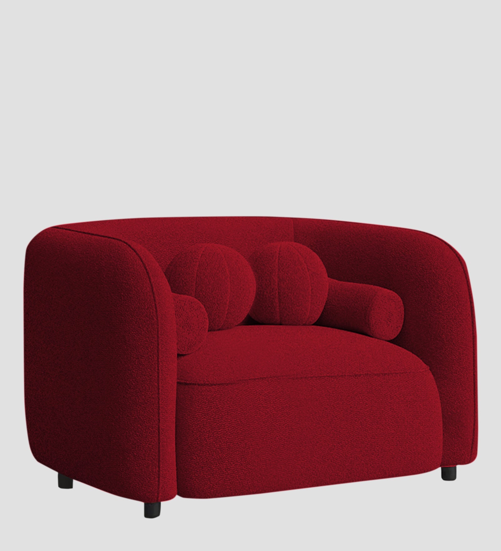 Corny Boucle Fabric 1 Seater Sofa In Candy Red Colour - Febonic Living
