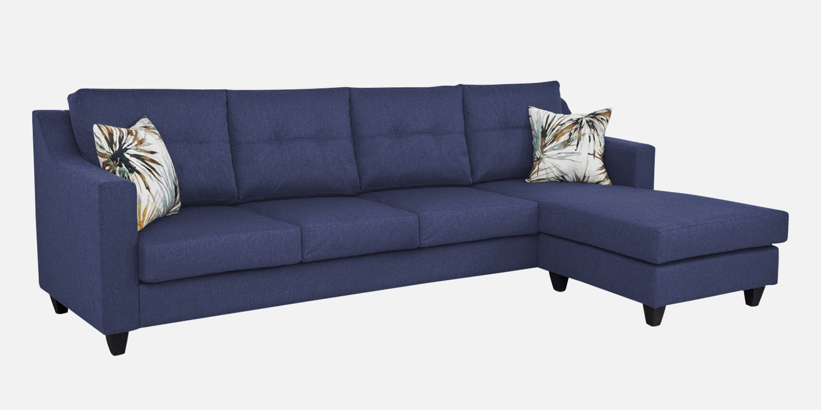 Welly Fabric LHS Sectional Sofa (3+Lounger) In Slate Blue Colour - Febonic Living