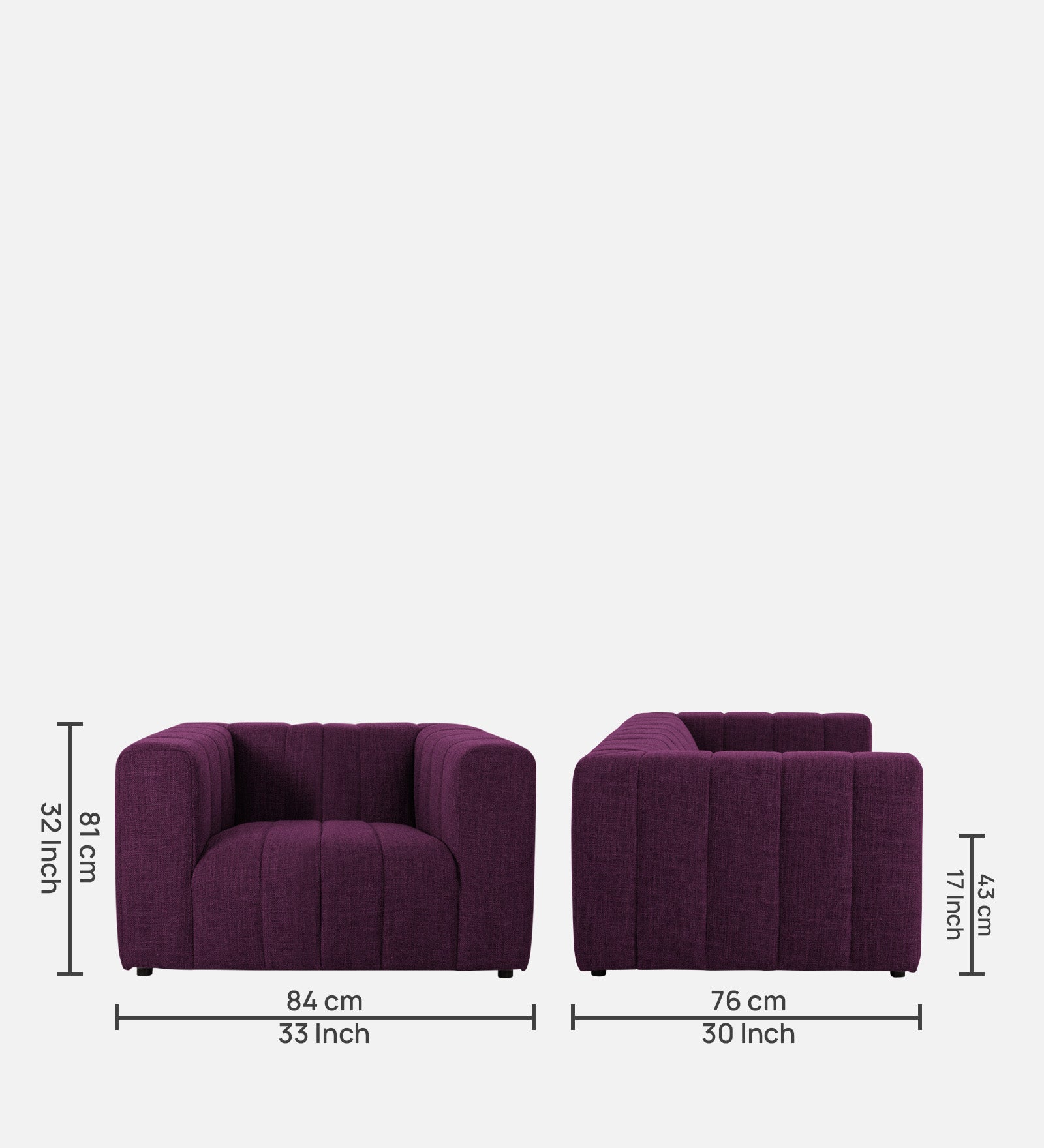 Lara Fabric 1 Seater Sofa in Greek Purple Colour