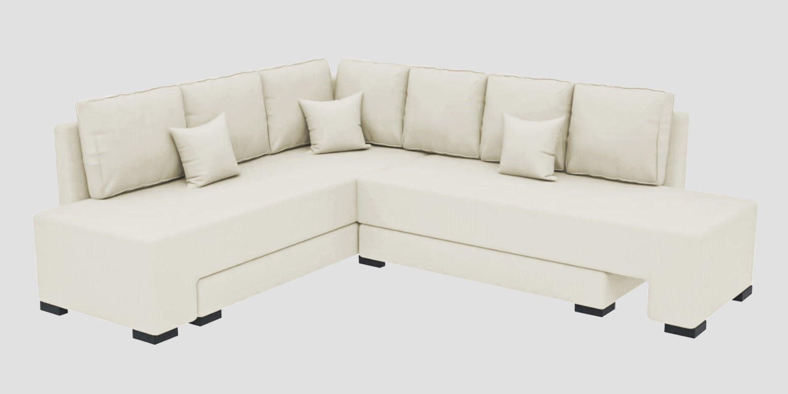Corby Velvet LHS 6 Seater Convertible Sofa Cum Bed In Warm White Colour - Febonic Living