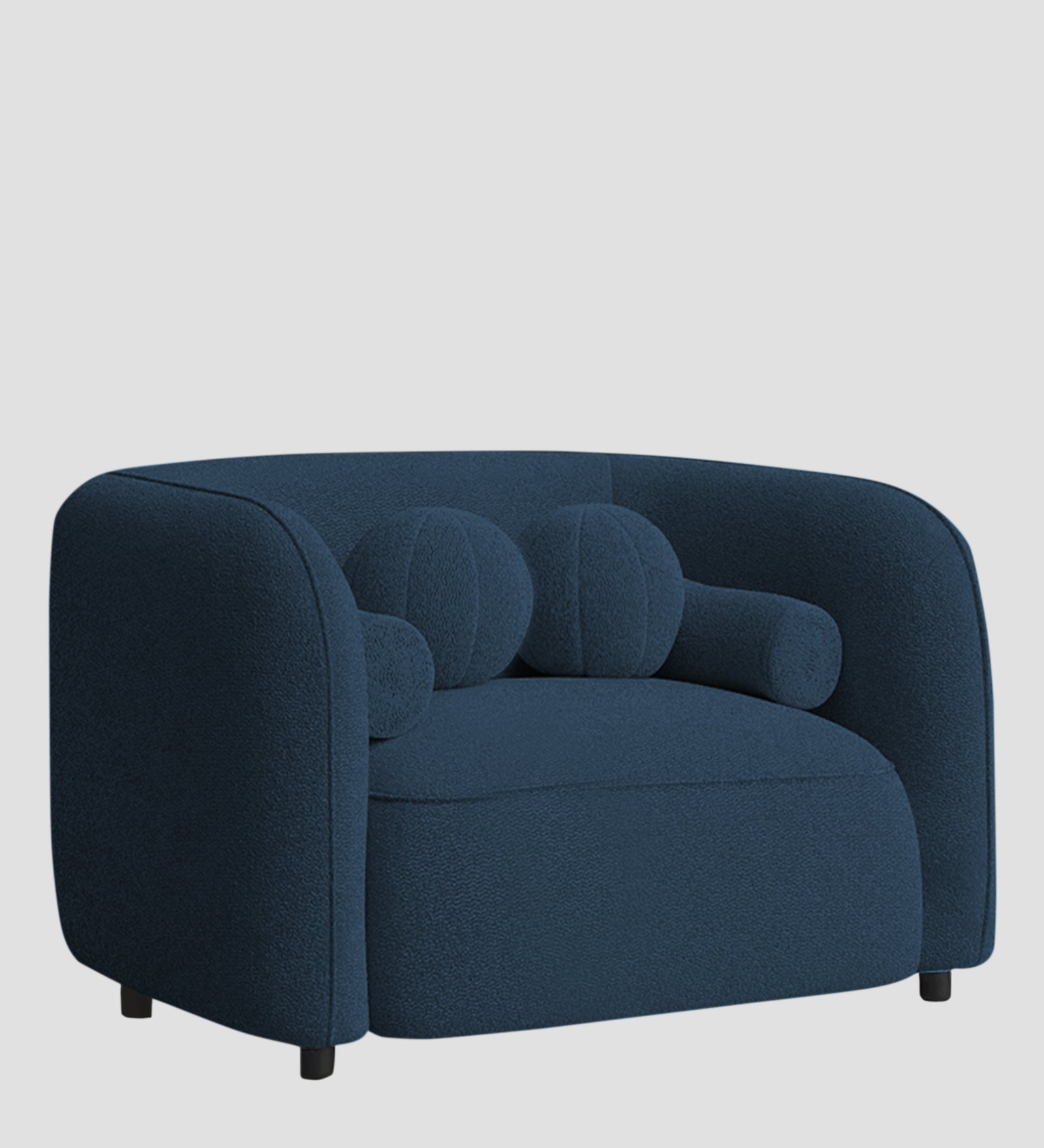 Corny Boucle Fabric 1 Seater Sofa In Classic Blue Colour - Febonic Living