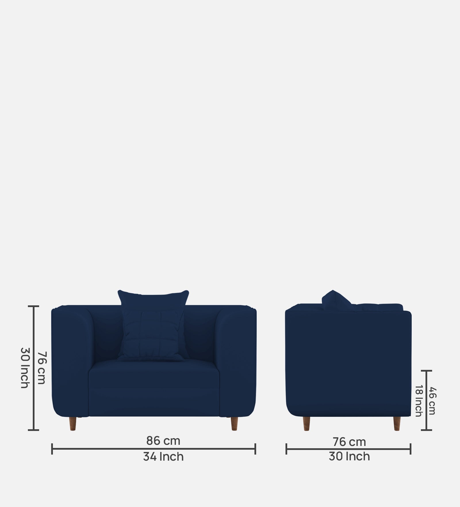 Sumo Velvet 1 Seater Sofa In Imperial Blue Colour - Febonic Living