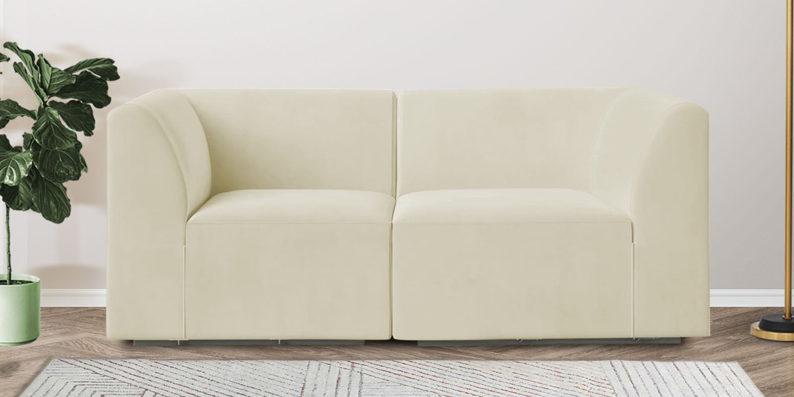 Bufa Velvet 2 Seater Sofa In Warm White Colour - Febonic Living