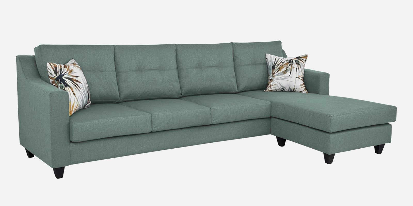 Welly Fabric LHS Sectional Sofa (3+Lounger) In Suka Blue Colour - Febonic Living
