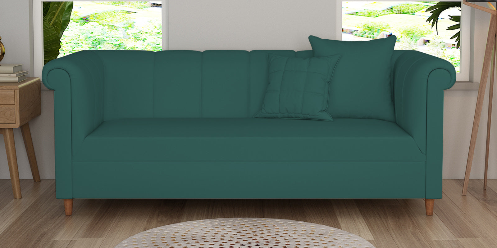 Rubi Velvet 3 Seater Sofa In Pine green Colour - Febonic Living