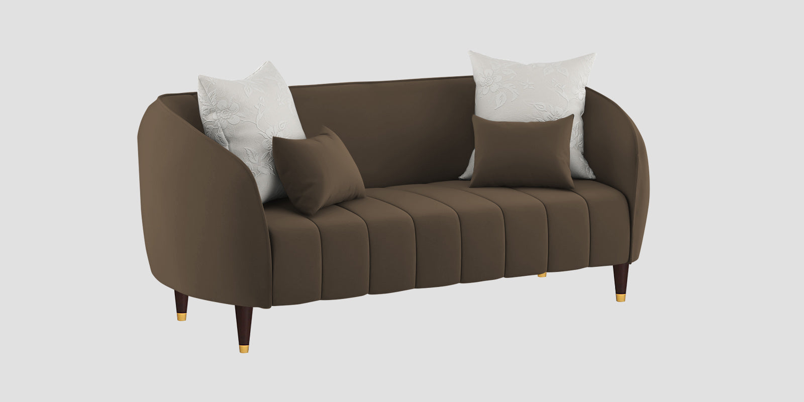 Hairo Velvet 2 Seater Sofa In Shade Brown Colour - Febonic Living