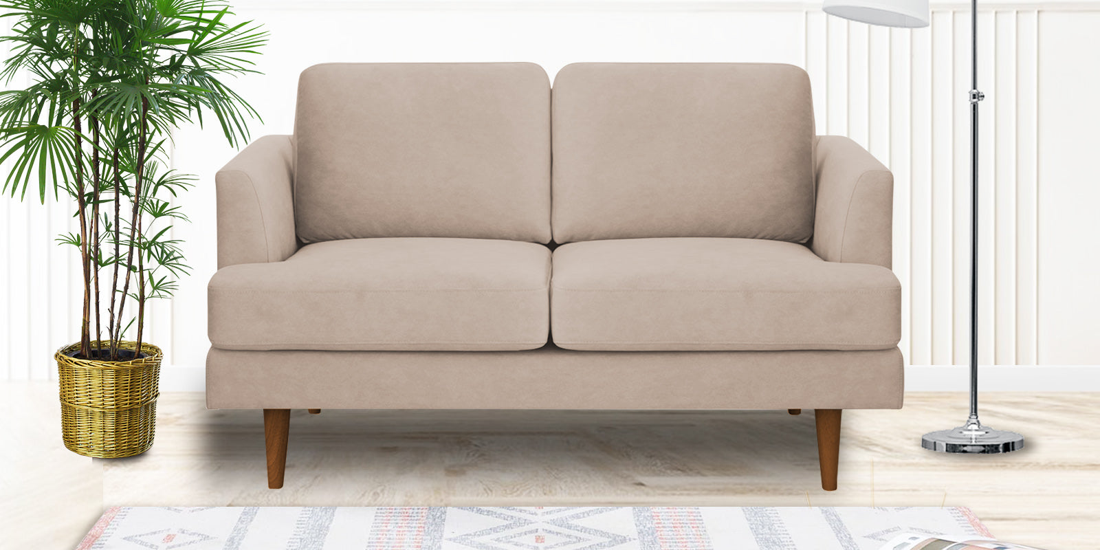 Motra Velvet 2 Seater Sofa in Camel Beige Colour