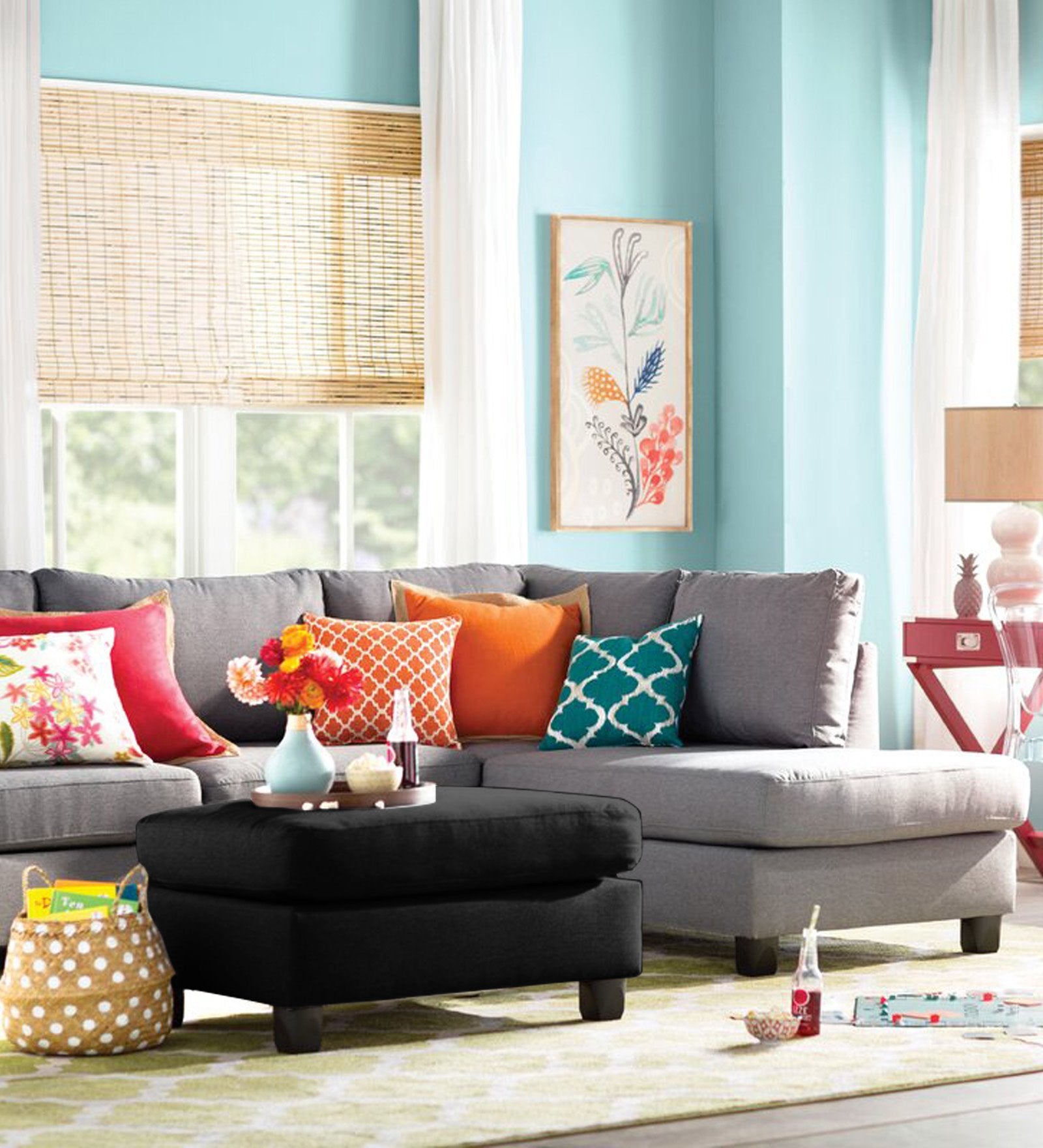 Mubila Fabric Ottoman In Zed Black Colour With Storage - Febonic Living