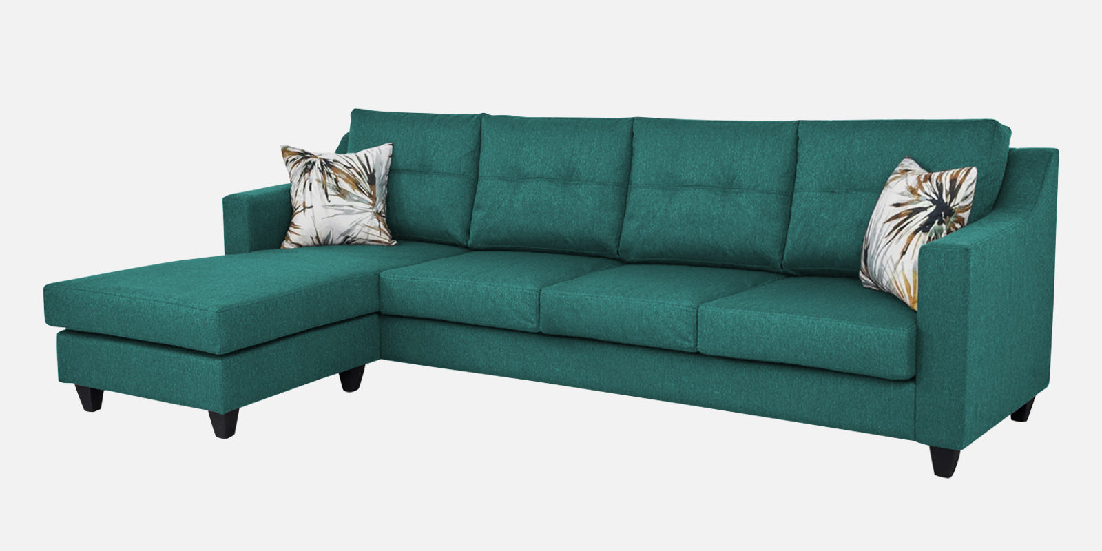 Welly Fabric RHS Sectional Sofa (3+Lounger) In Sea Green Colour - Febonic Living