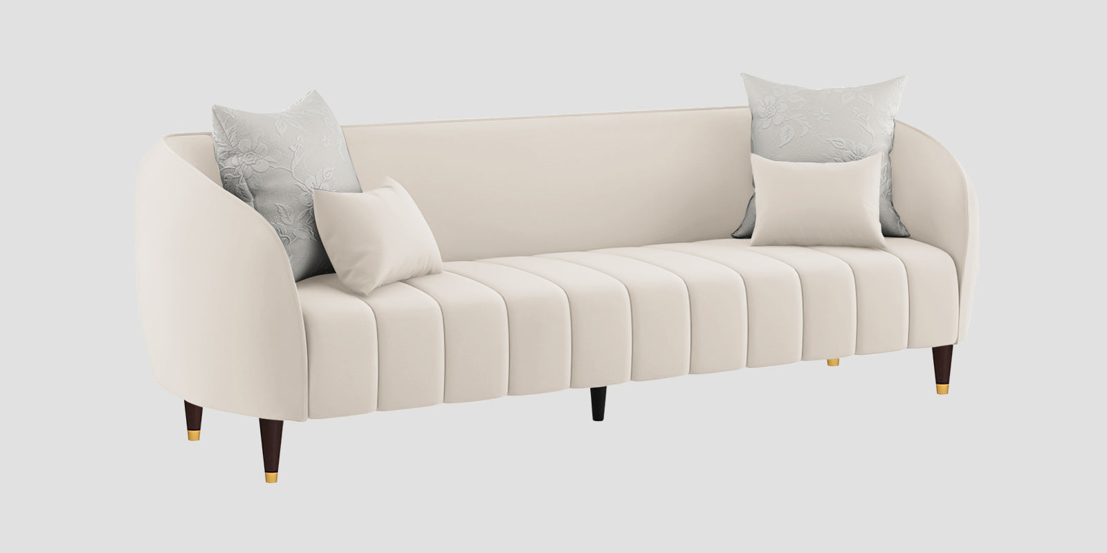 Hairo Velvet 3 Seater Sofa In Camel Beige Colour - Febonic Living