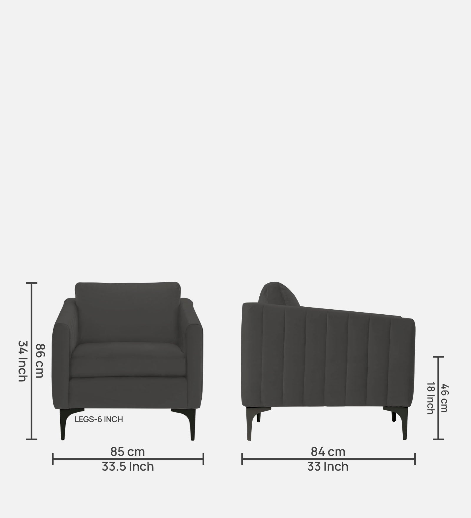 Haru Velvet 1 Seater Sofa In Hory Grey Colour - Febonic Living
