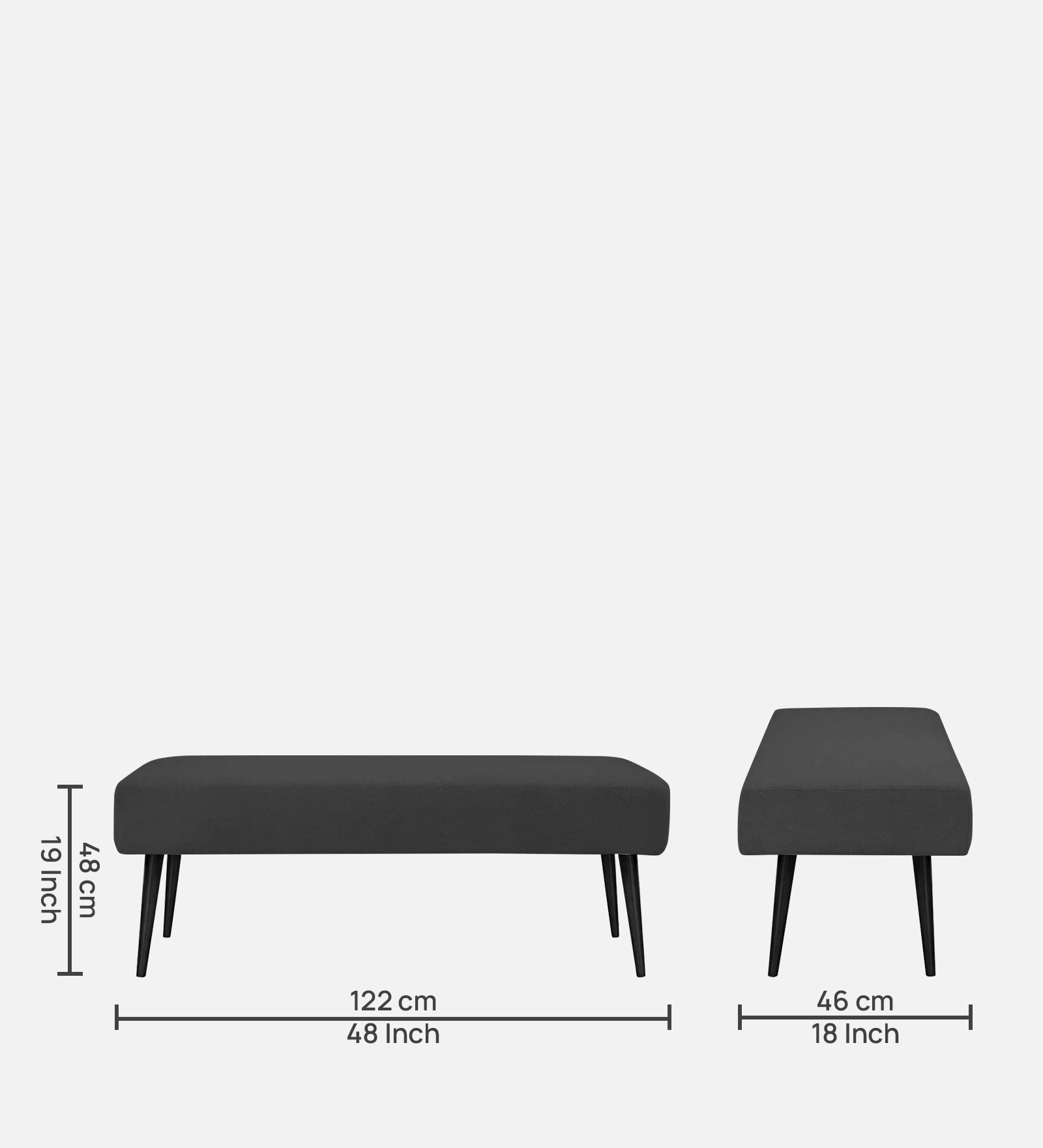 Orbit Fabric Bench In Charcoal Grey Colour - Febonic Living