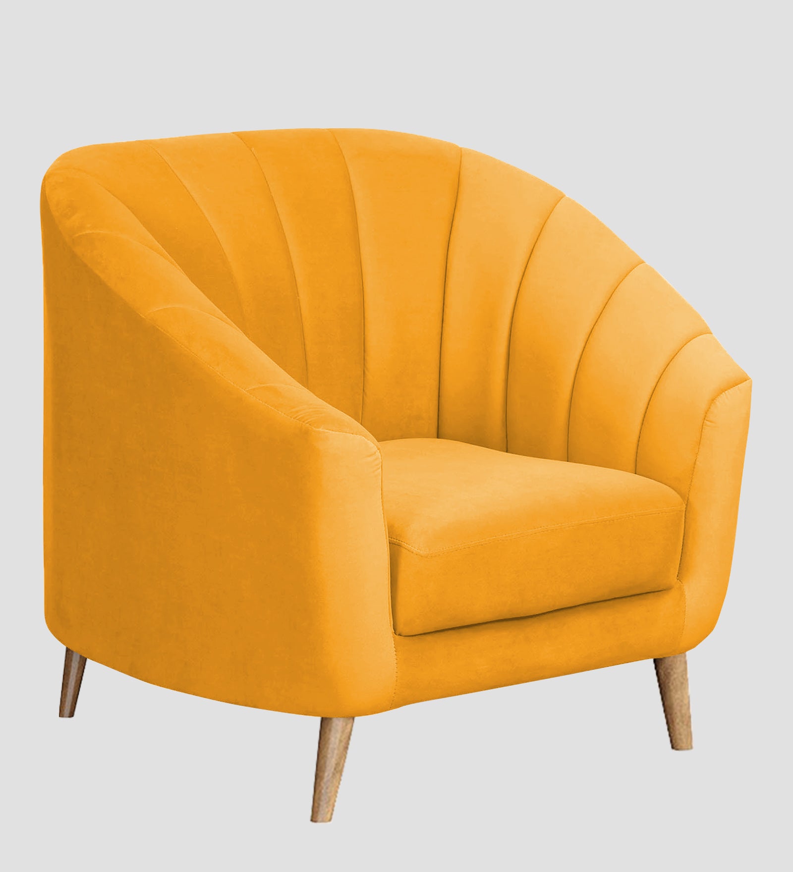Kaylee Velvet 1 Seater Sofa In Safforn Yellow Colour - Febonic Living