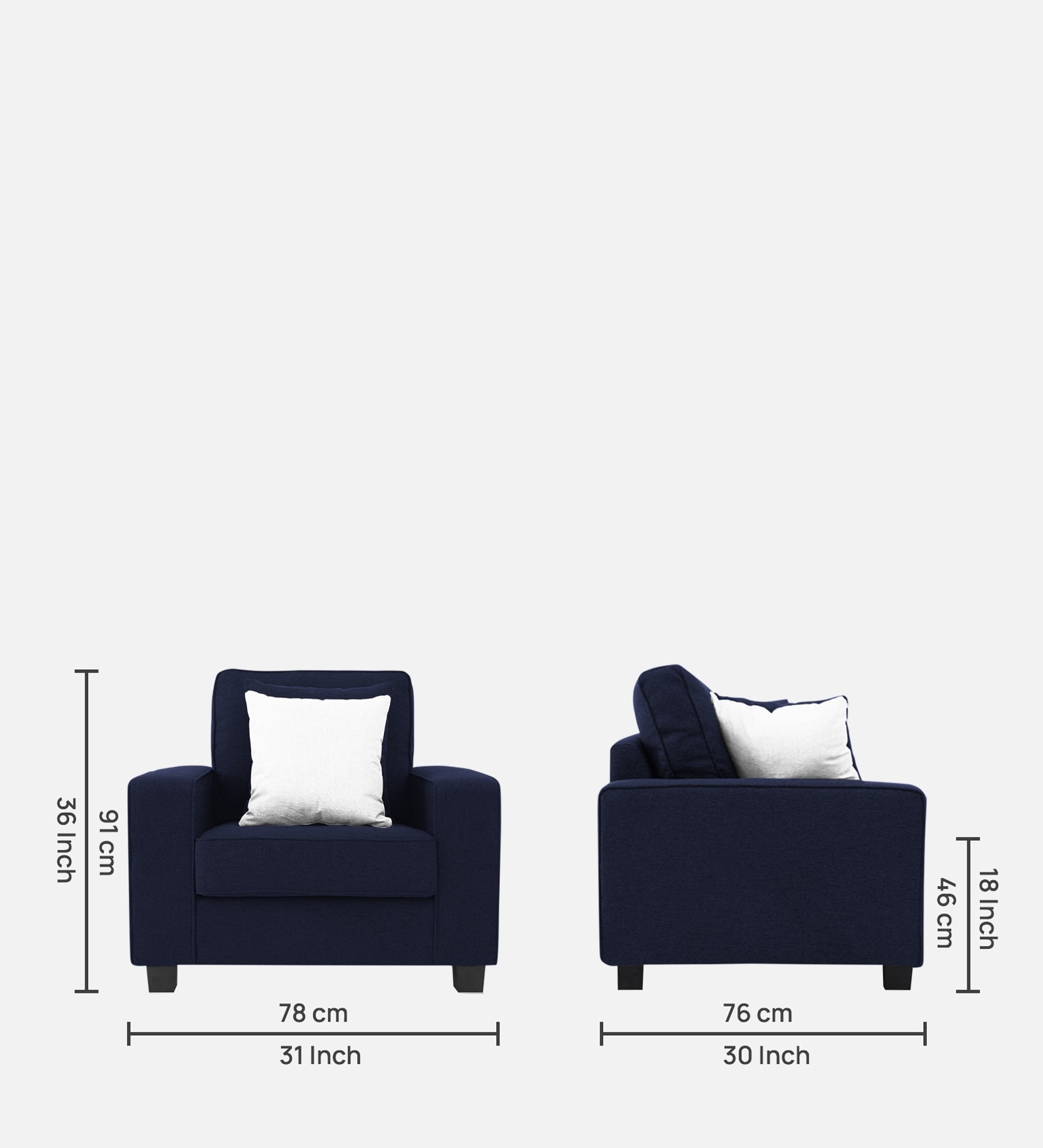 Ladybug Fabric 1 Seater Sofa In Royal Blue Colour - Febonic Living