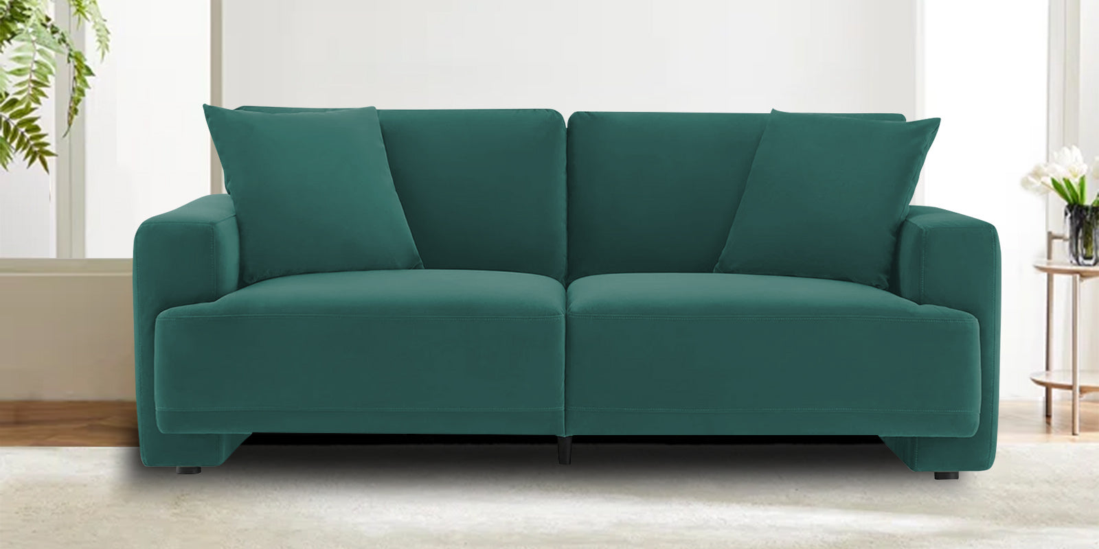 Kosta Velvet 2 Seater Sofa In Pine Green Colour - Febonic Living