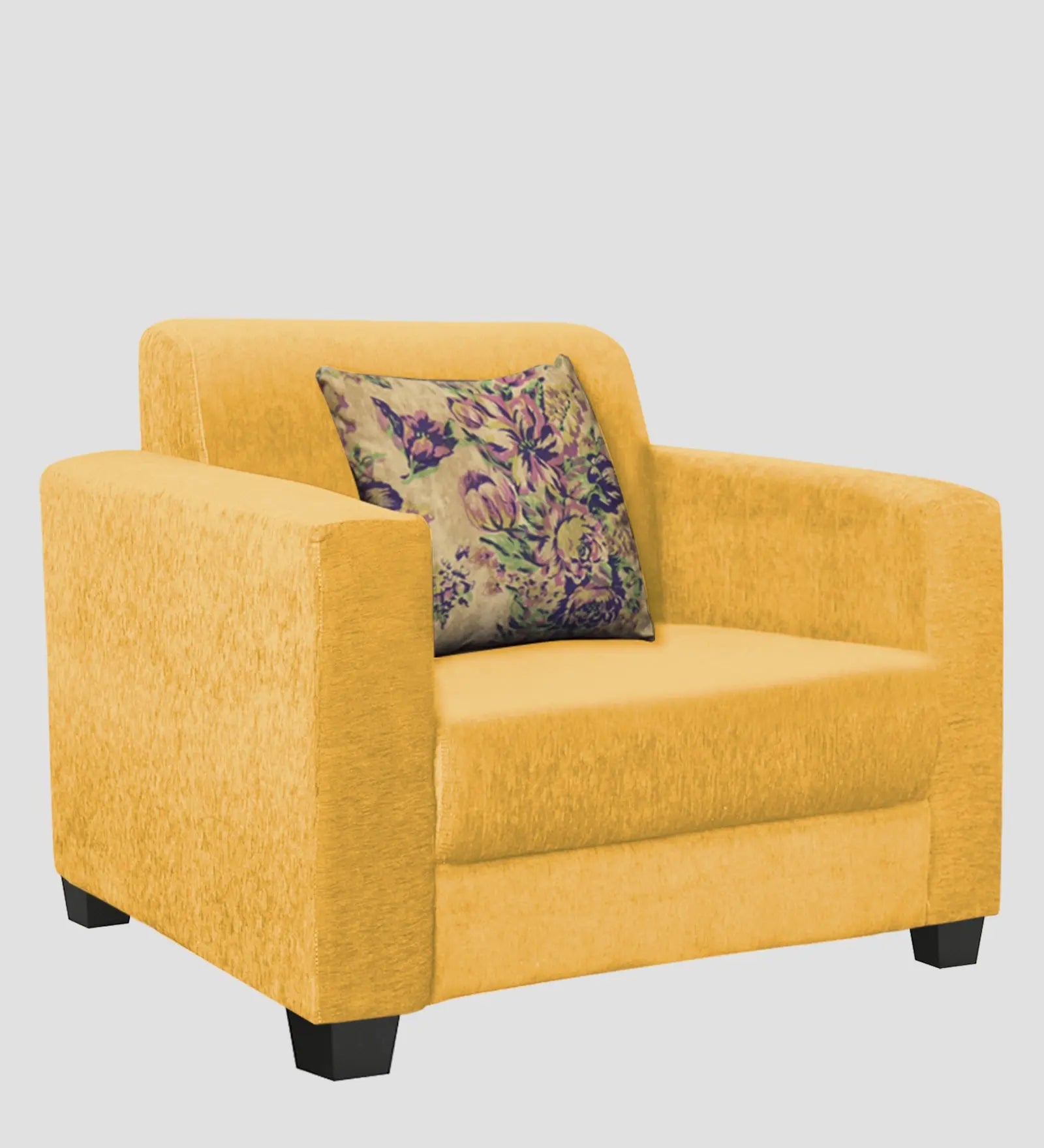 Lipu Fabric 1 Seater Sofa In Bold Yellow Colour Febonic Living