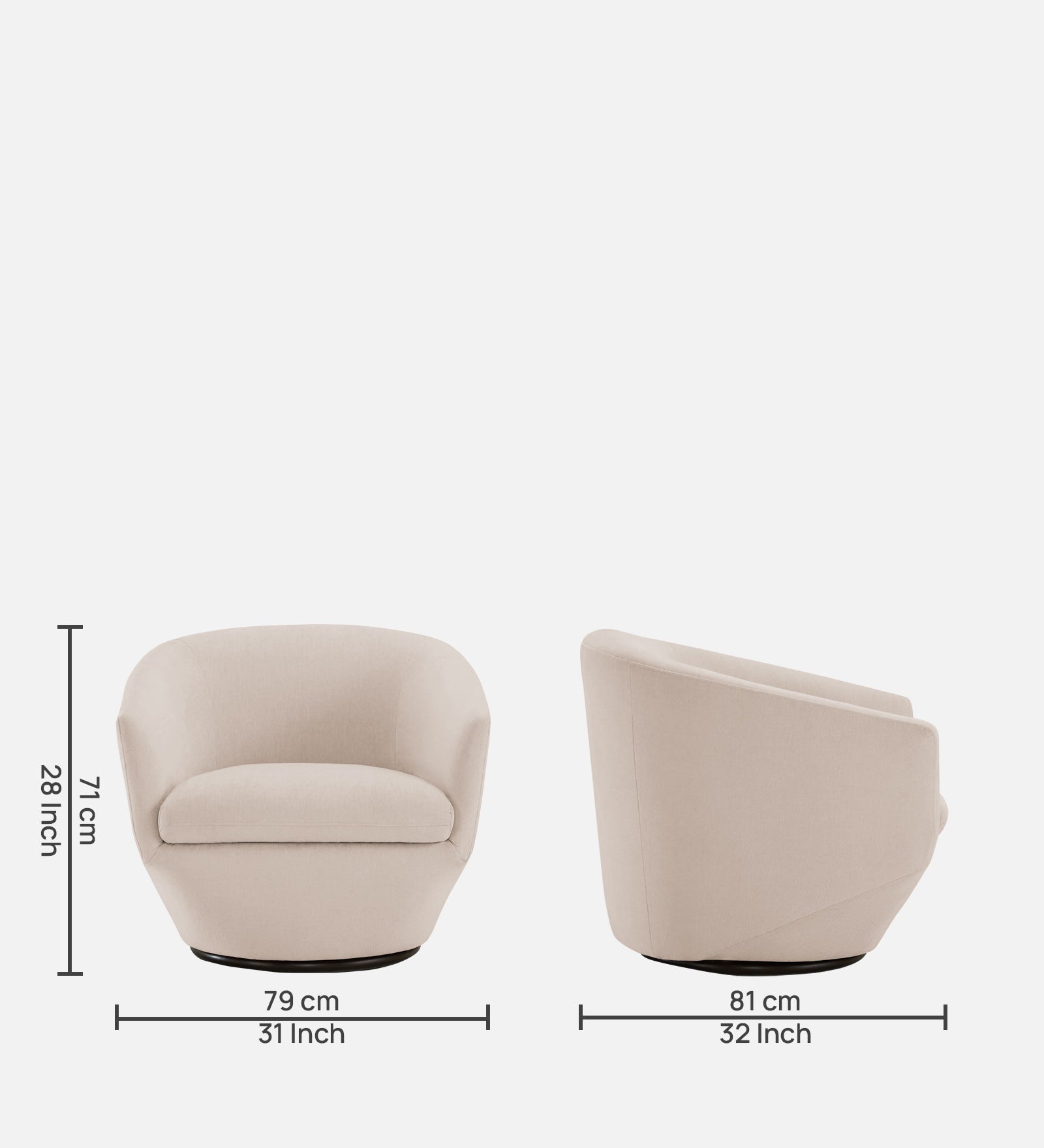 Haddie Velvet Swivel Chair In Camel Beige Colour - Febonic Living