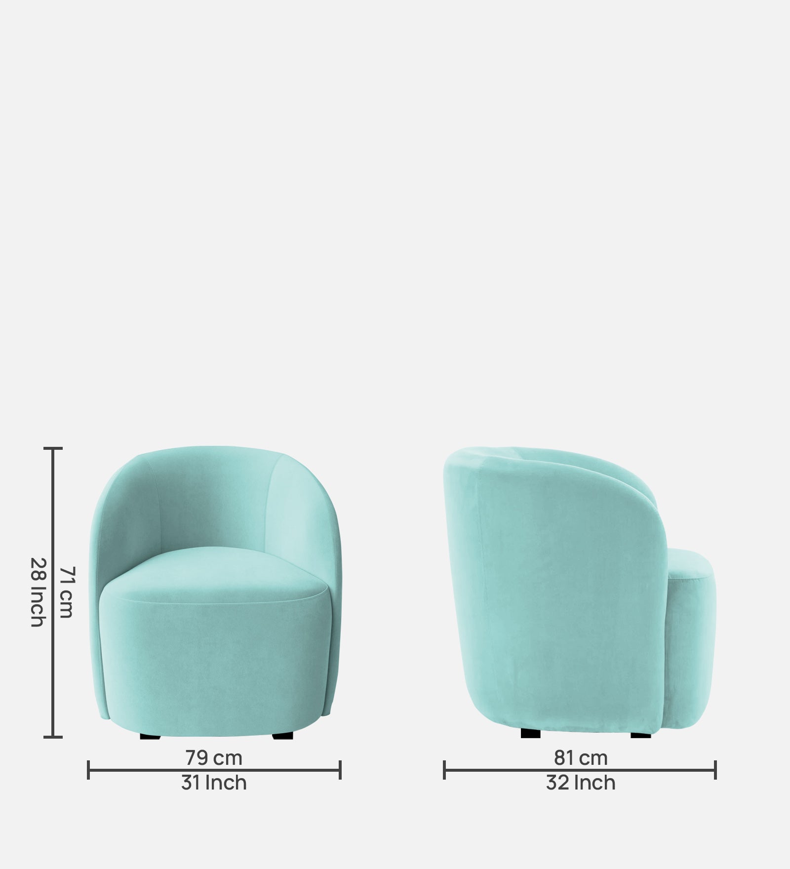 Lucky Velvet Wing Chair In Barmunda Aqua Colour - Febonic Living