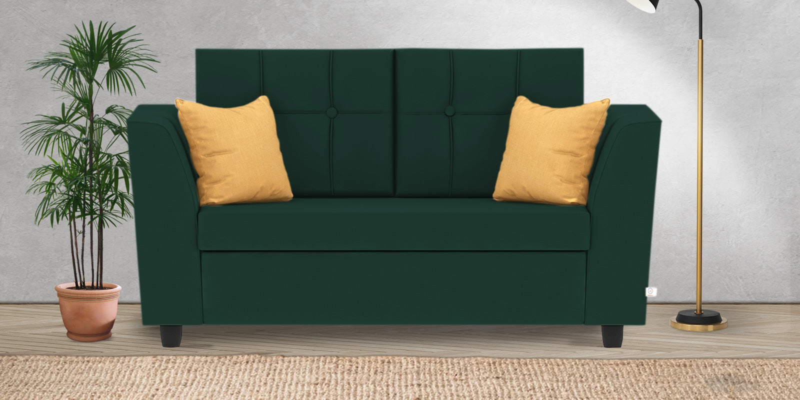 Nestin Velvet 2 Seater Sofa In Forest Green Colour - Febonic Living