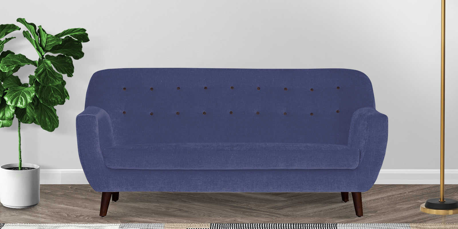German Fabric 3 Seater Sofa In Slate Blue Colour - Febonic Living